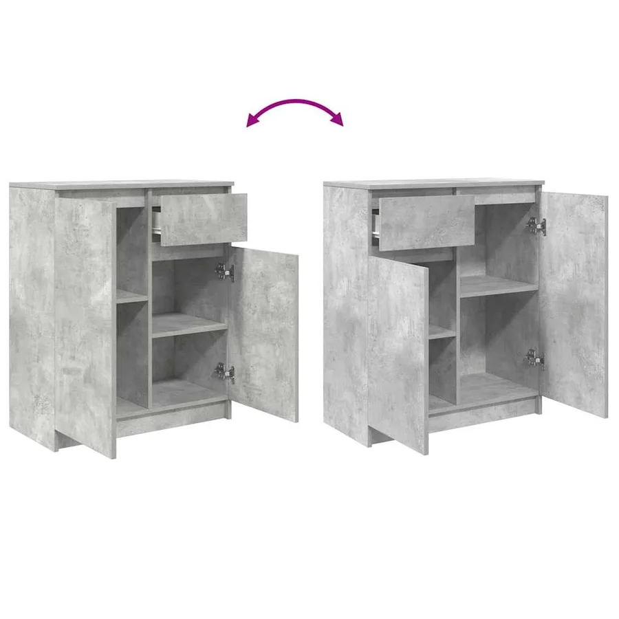 Buffet avec tiroir gris béton 71x35x84 cm bois d'ingénierie - 9