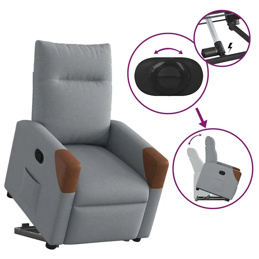 Fauteuil inclinable Gris clair Tissu - 9