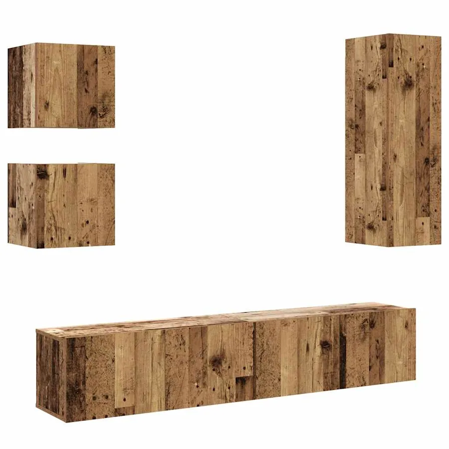 Ensemble de meuble TV mural 5 pcs vieux bois bois d'ingénierie - 2