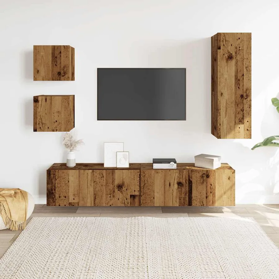 Ensemble de meuble TV mural 5 pcs vieux bois bois d'ingénierie - 3