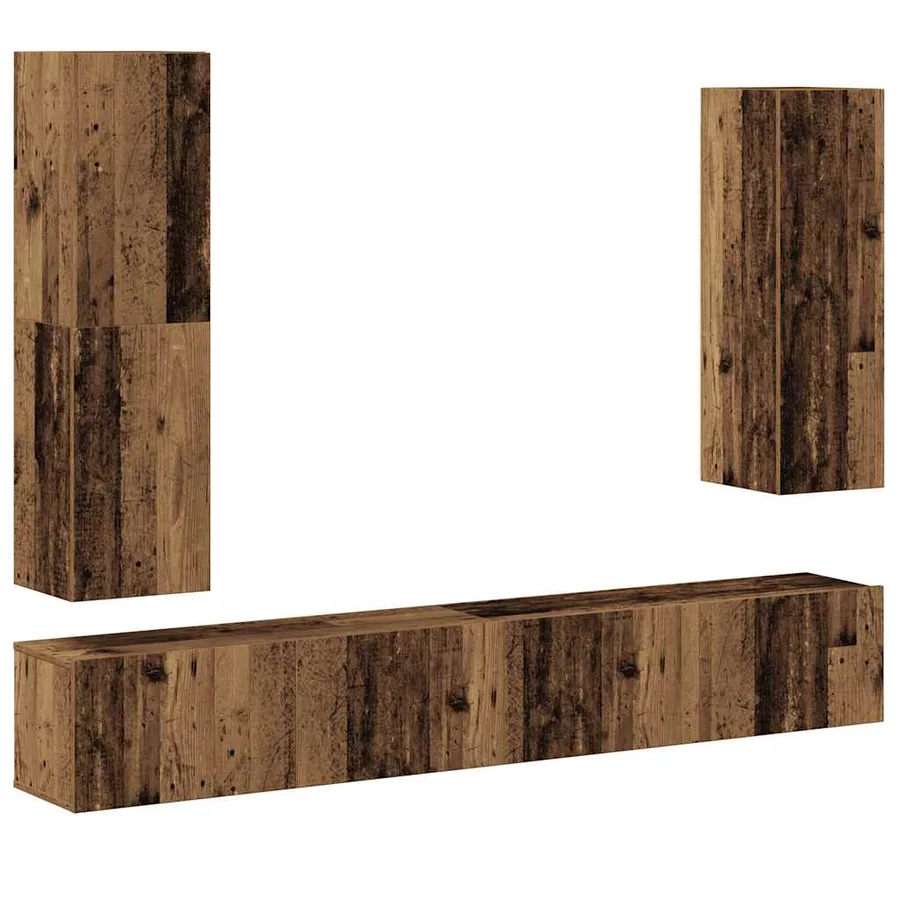 Ensemble de meuble TV mural 4 pcs vieux bois bois d'ingénierie - 2