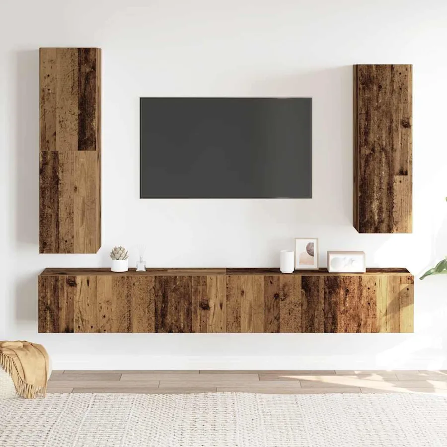 Ensemble de meuble TV mural 4 pcs vieux bois bois d'ingénierie - 3