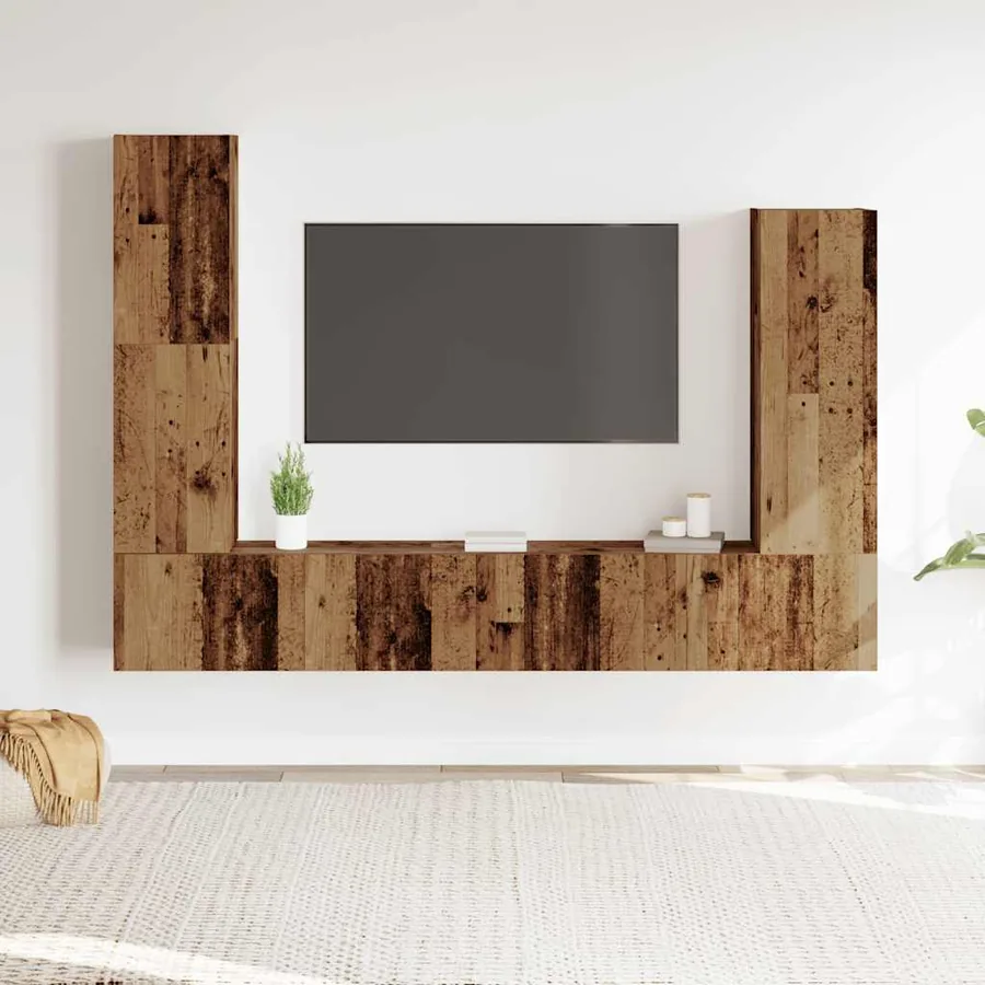 Ensemble de meuble TV mural 4 pcs vieux bois bois d'ingénierie