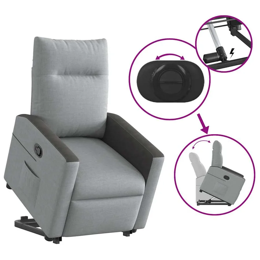 Fauteuil inclinable Gris clair Tissu - 9