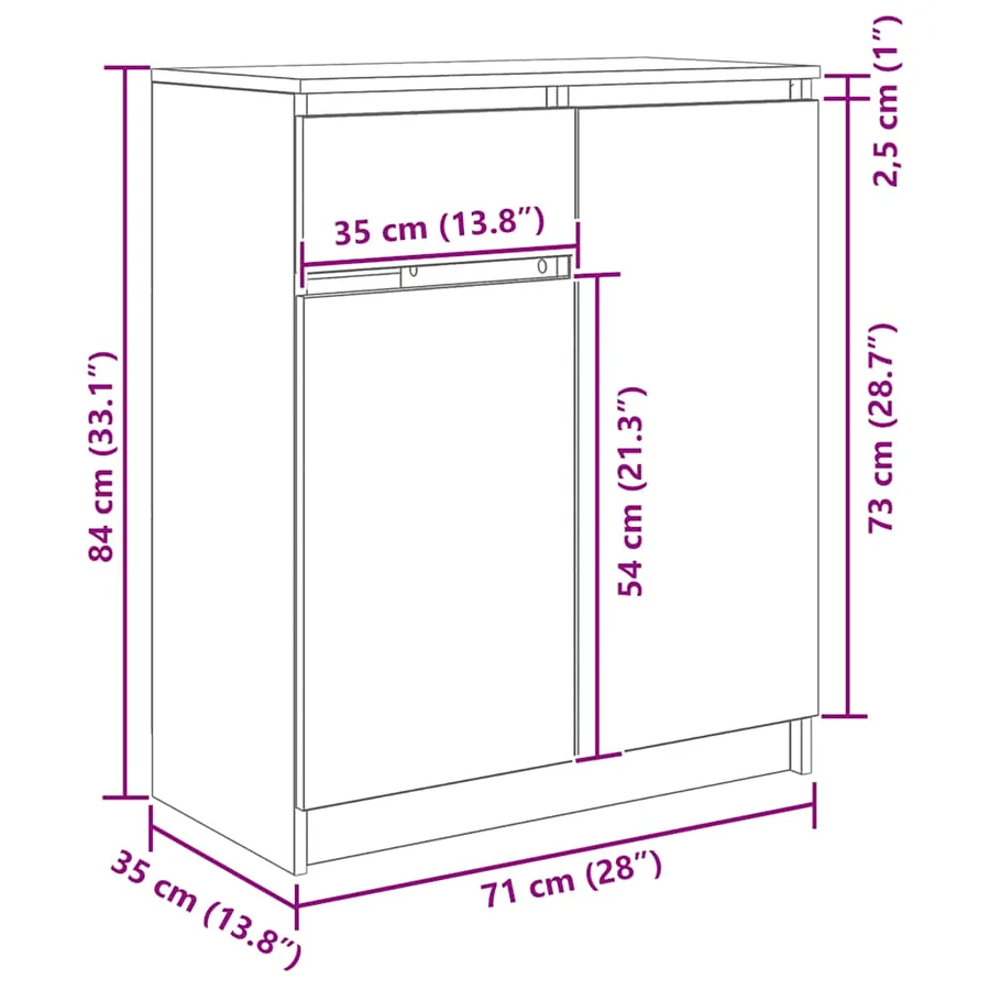 Buffet avec tiroir chêne noir 71x35x84 cm bois d'ingénierie - 14
