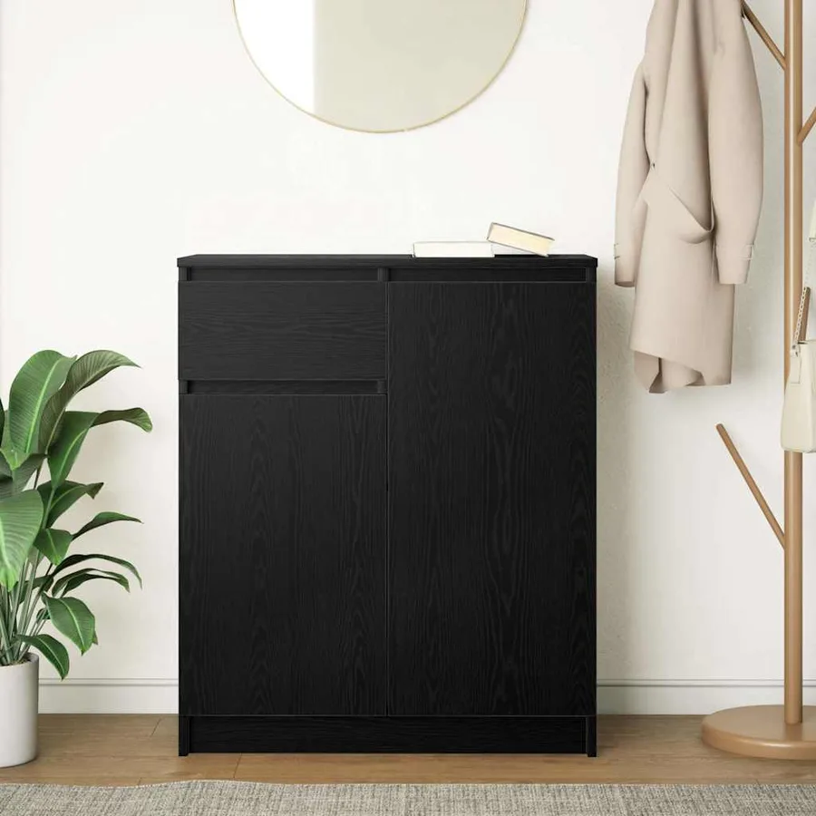 Buffet avec tiroir chêne noir 71x35x84 cm bois d'ingénierie - 3
