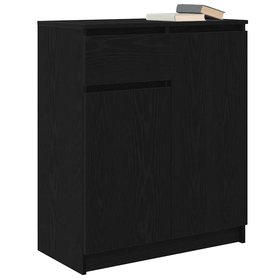 Buffet avec tiroir chêne noir 71x35x84 cm bois d'ingénierie - 4