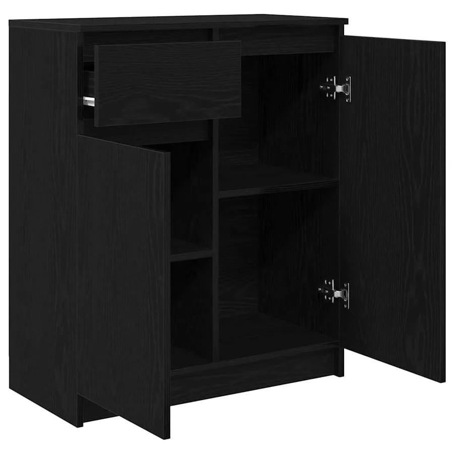 Buffet avec tiroir chêne noir 71x35x84 cm bois d'ingénierie - 5
