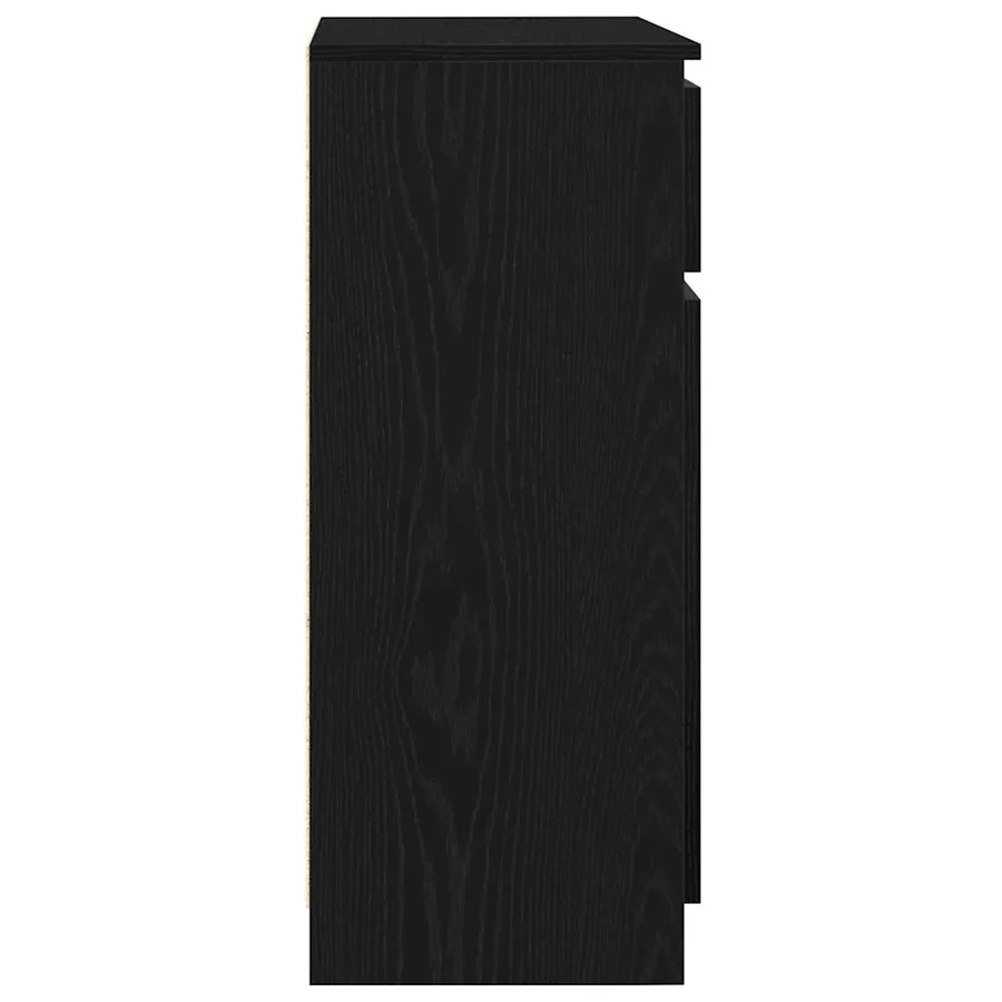 Buffet avec tiroir chêne noir 71x35x84 cm bois d'ingénierie - 7