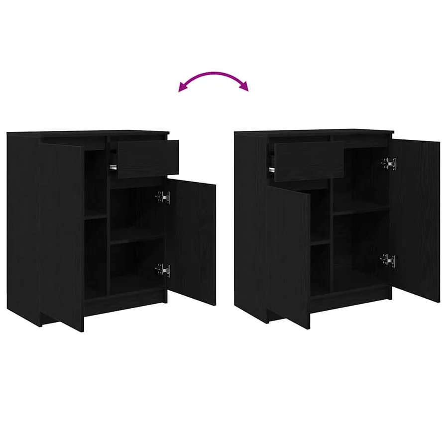 Buffet avec tiroir chêne noir 71x35x84 cm bois d'ingénierie - 9