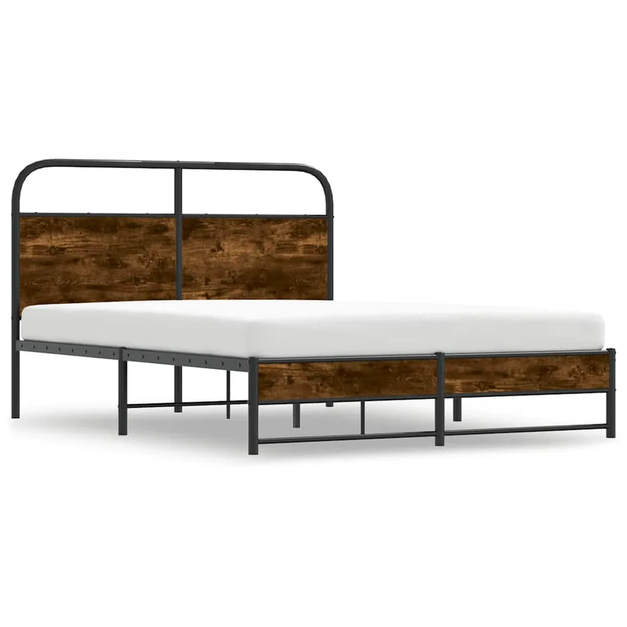 Cadre de lit sans matelas 140x190 cm chêne fumé bois ingénierie - 3