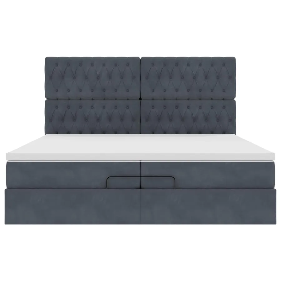 Cadre de lit ottoman avec matelas gris foncé 200x200 cm velours - 7