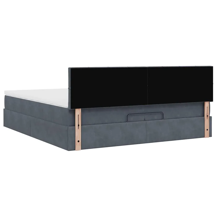 Cadre de lit ottoman avec matelas gris foncé 200x200 cm velours - 10