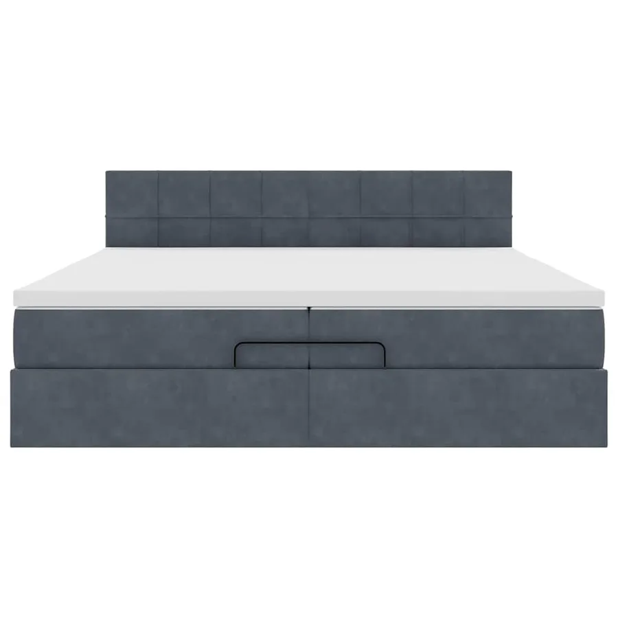 Cadre de lit ottoman avec matelas gris foncé 200x200 cm velours - 6