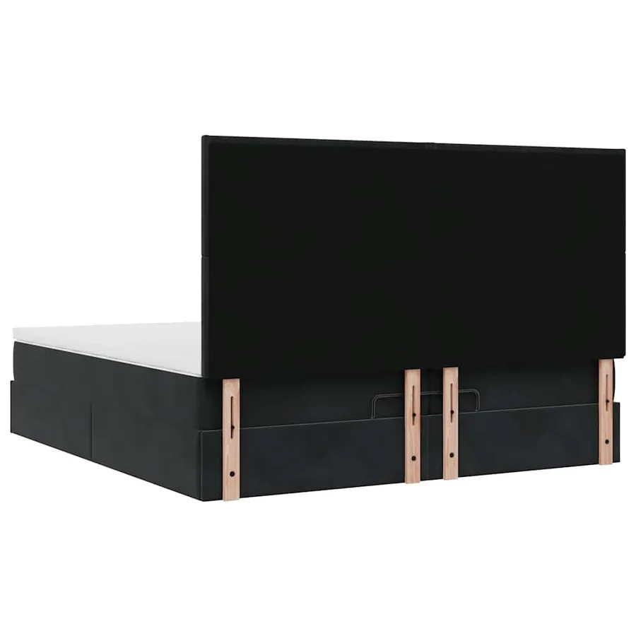 Cadre de lit ottoman avec matelas noir 200x200cm velours - 10