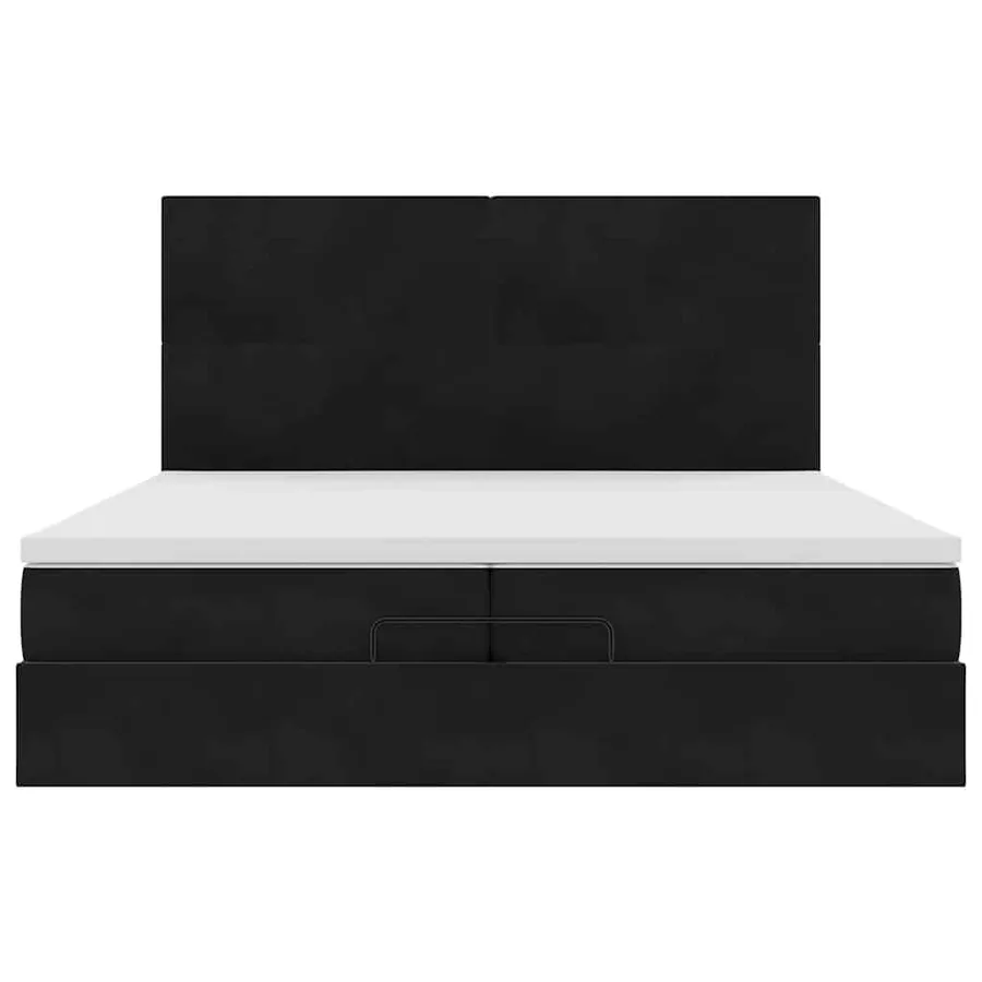 Cadre de lit ottoman avec matelas noir 200x200cm velours - 8