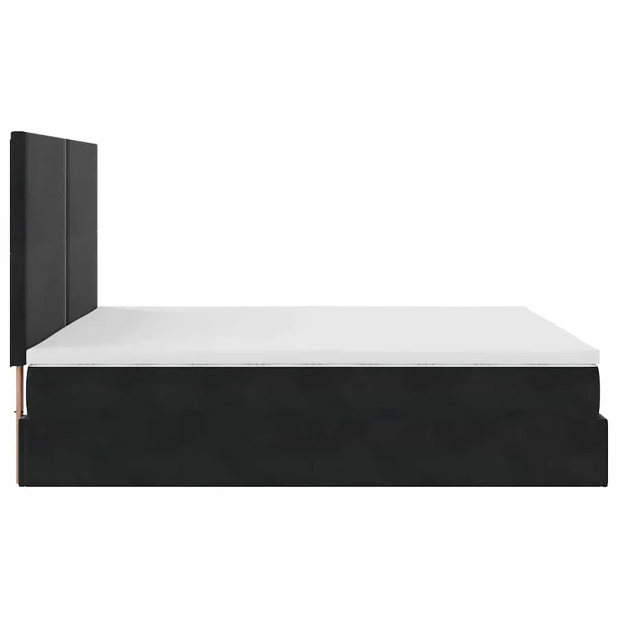 Cadre de lit ottoman avec matelas noir 200x200cm velours - 9