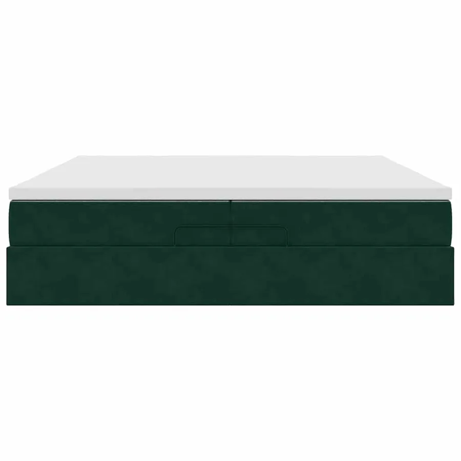 Cadre de lit ottoman avec matelas vert foncé 200x200 cm velours - 7