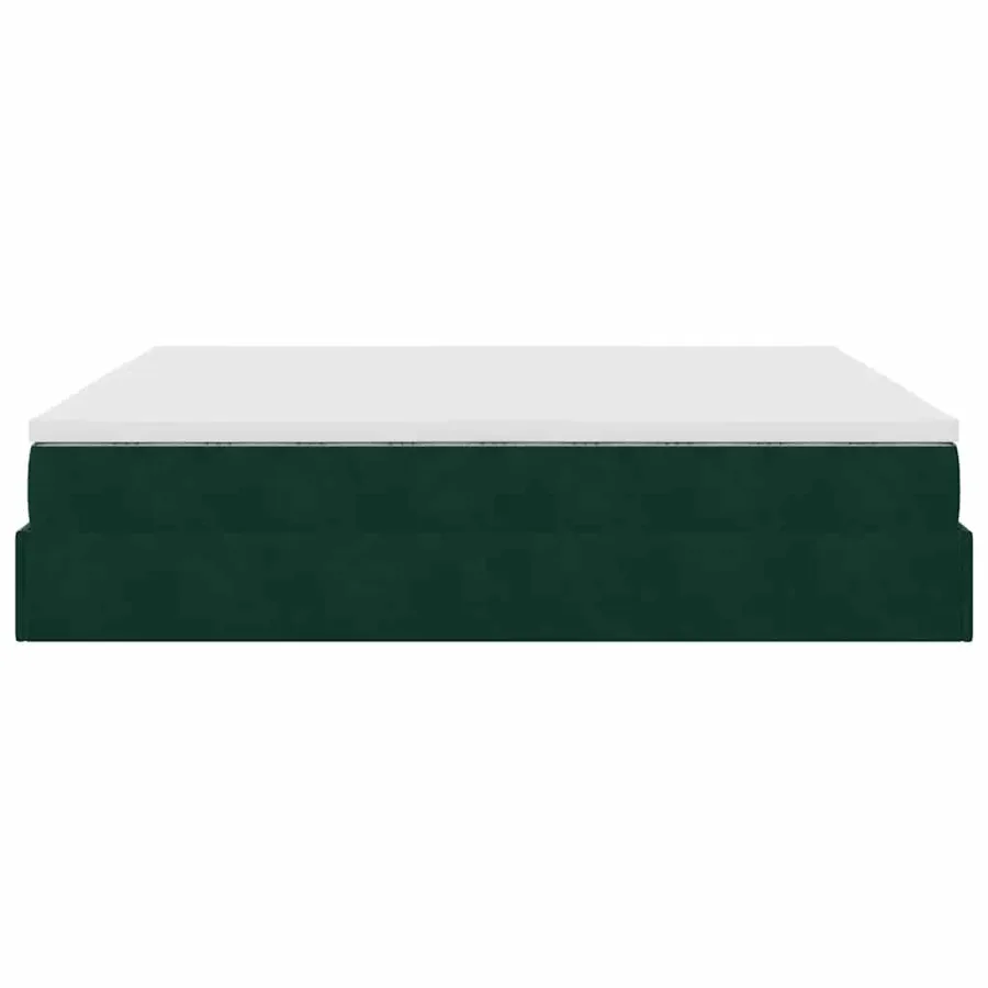 Cadre de lit ottoman avec matelas vert foncé 200x200 cm velours - 9
