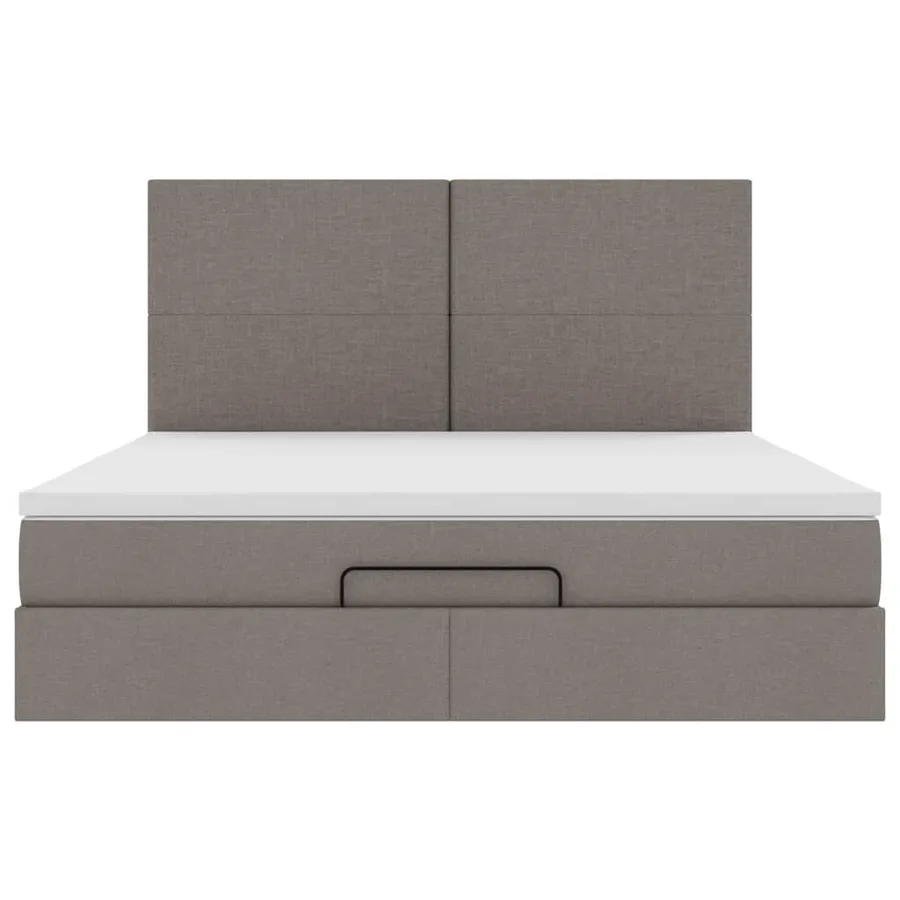 Cadre de lit ottoman avec matelas taupe 180x200 cm tissu - 8