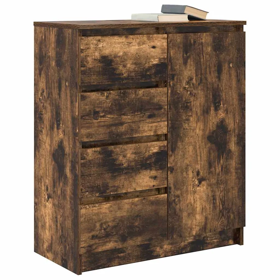 Buffet avec tiroirs chêne fumé 71x35x84 cm bois d'ingénierie - 4