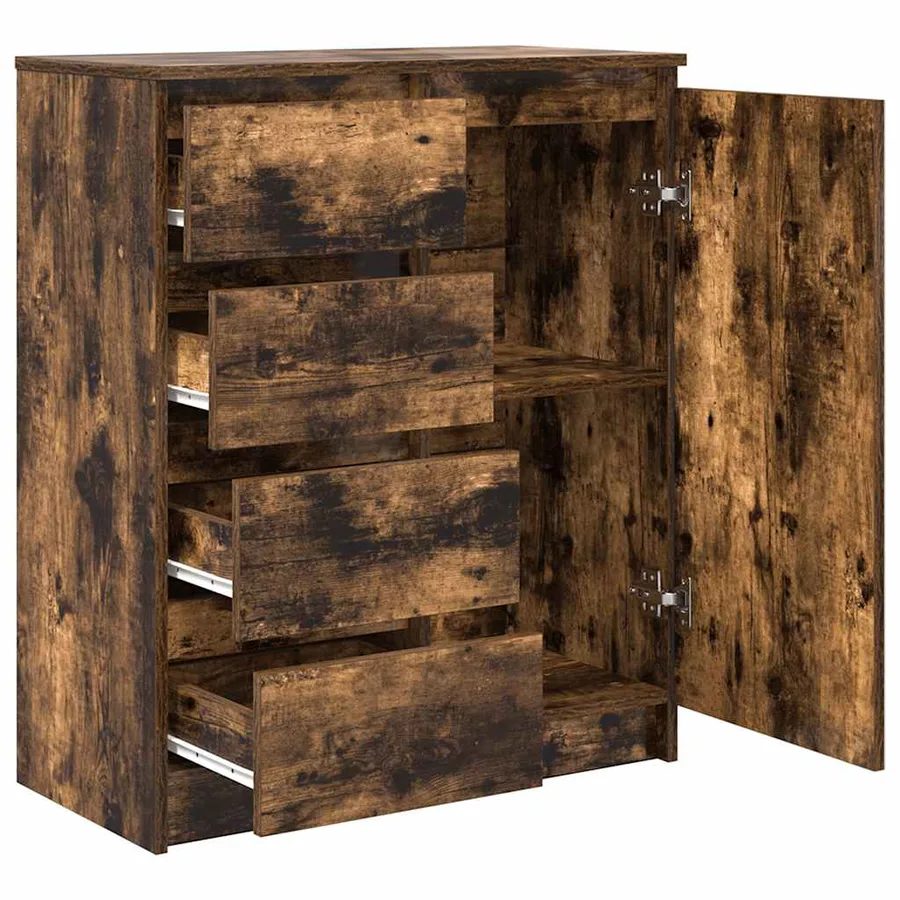 Buffet avec tiroirs chêne fumé 71x35x84 cm bois d'ingénierie - 5