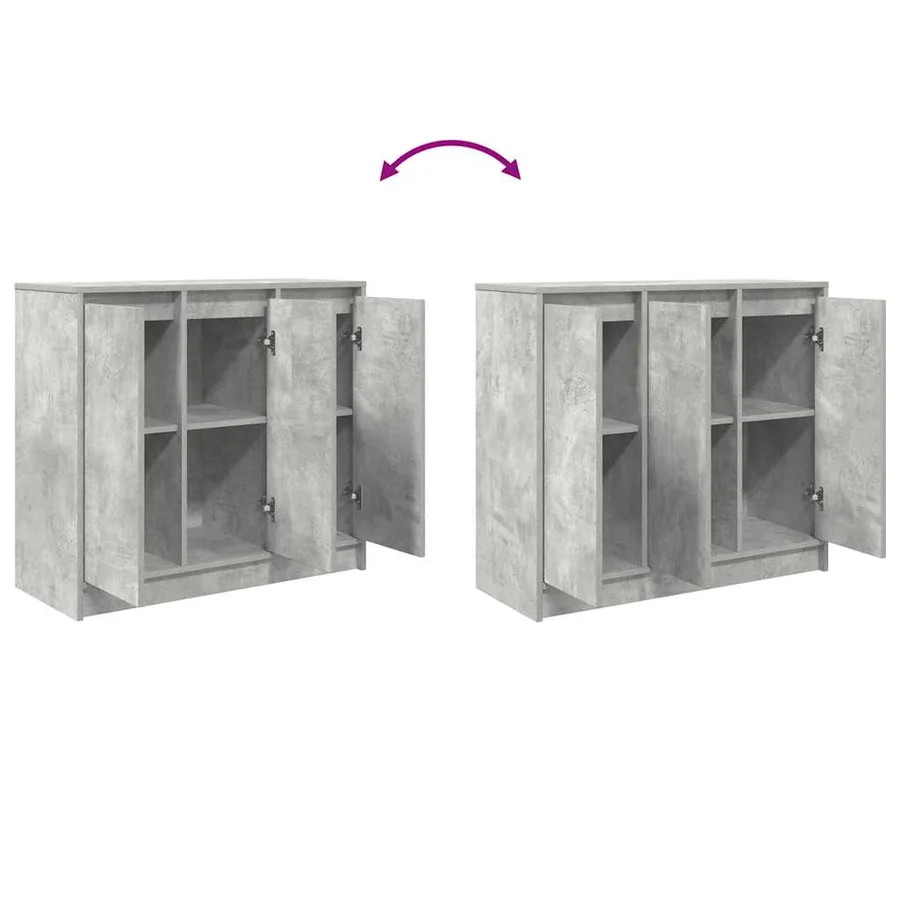 Buffet gris béton 85x34x76 cm bois d'ingénierie - 9