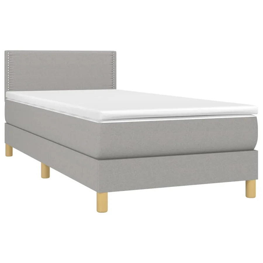Sommier à lattes de lit avec matelas Gris clair 100x200cm Tissu - 3