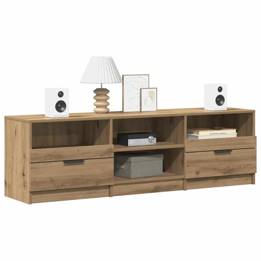 Meuble TV chêne artisanal 150x33,5x45 cm bois d'ingénierie - 3