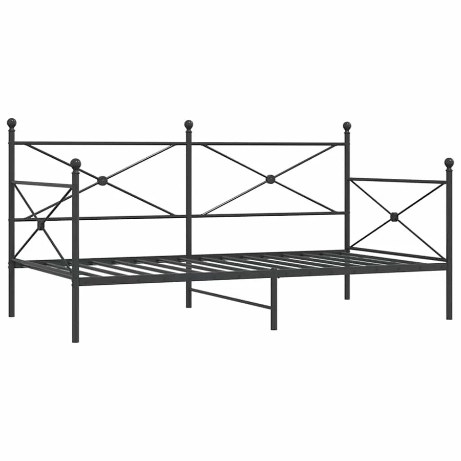 Lit de jour sans matelas noir 100x190 cm acier - 2