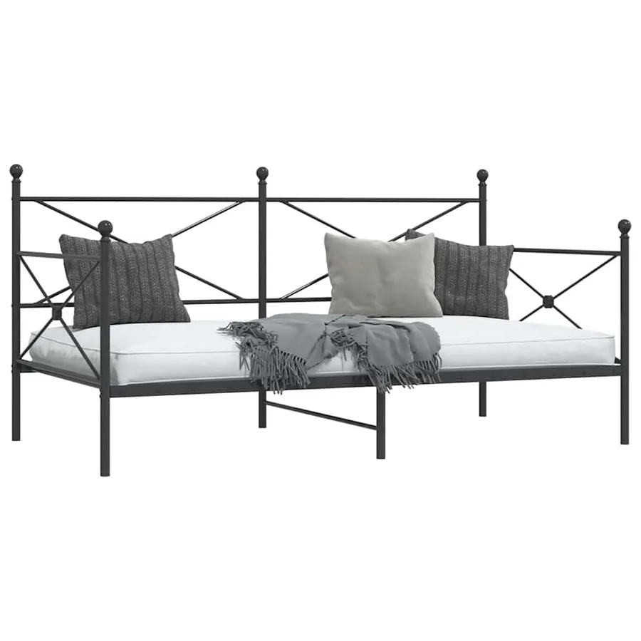 Lit de jour sans matelas noir 100x190 cm acier - 4