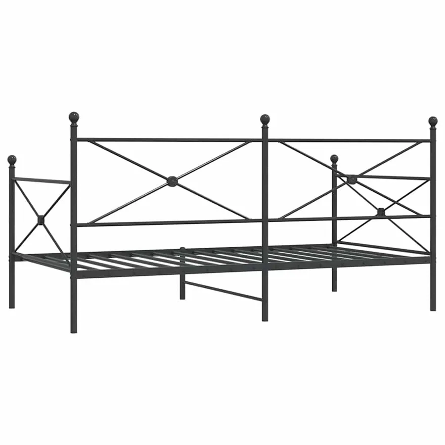 Lit de jour sans matelas noir 100x190 cm acier - 7