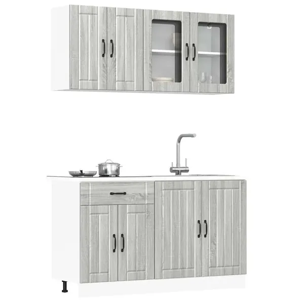 Ensemble de 4 meubles de cuisine "Lucca" en bois d'ingénierie Sonoma gris