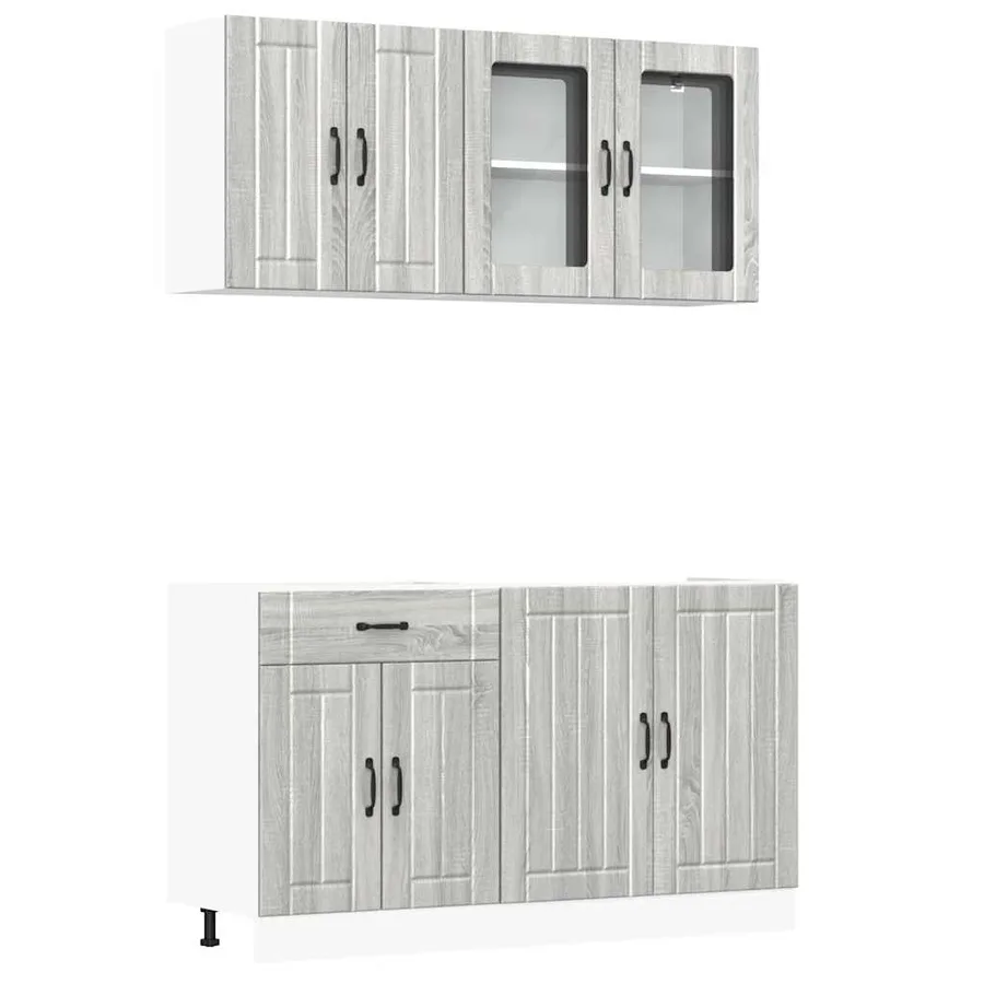 Ensemble de 4 meubles de cuisine "Lucca" en bois d'ingénierie Sonoma gris - 2