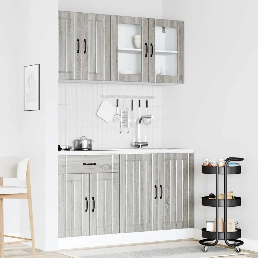 Ensemble de 4 meubles de cuisine "Lucca" en bois d'ingénierie Sonoma gris - 3