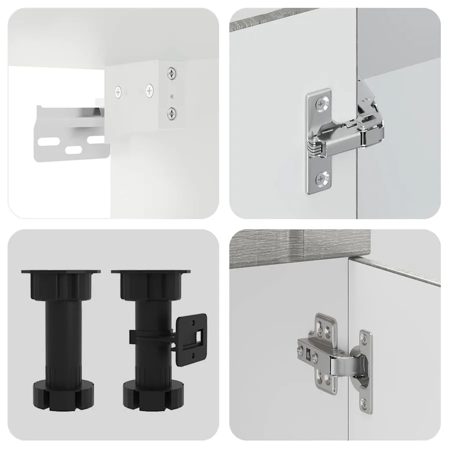 Ensemble de 4 meubles de cuisine "Lucca" en bois d'ingénierie Sonoma gris - 6