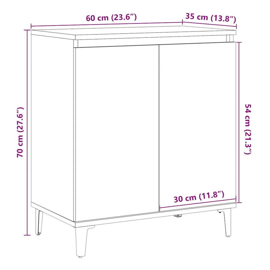 Buffet chêne artisanal 60x35x70 cm bois d'ingénierie - 10