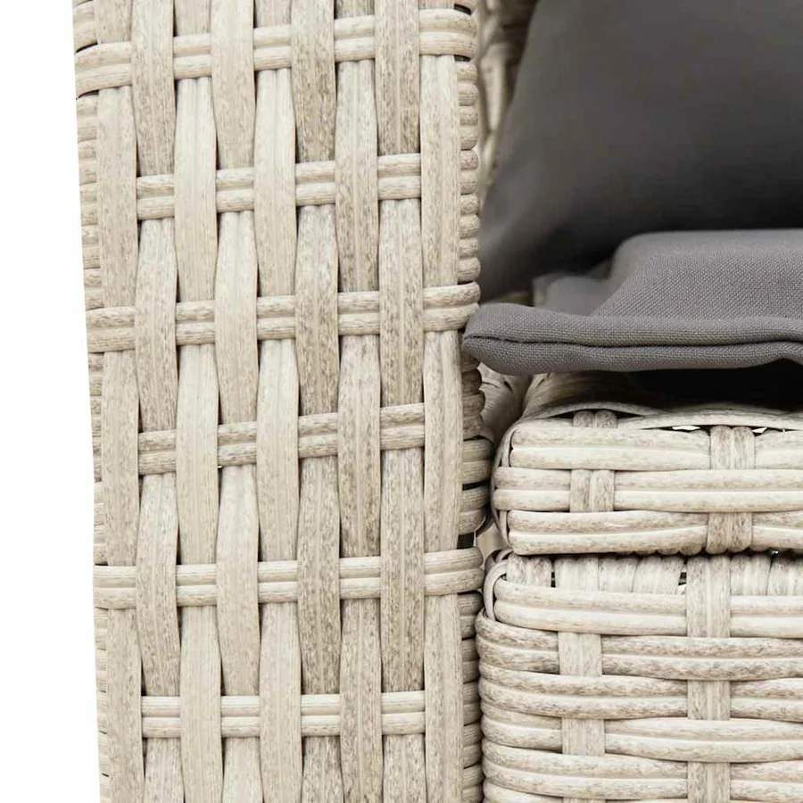 Chaise à bascule de jardin avec coussins gris clair poly rotin - 7