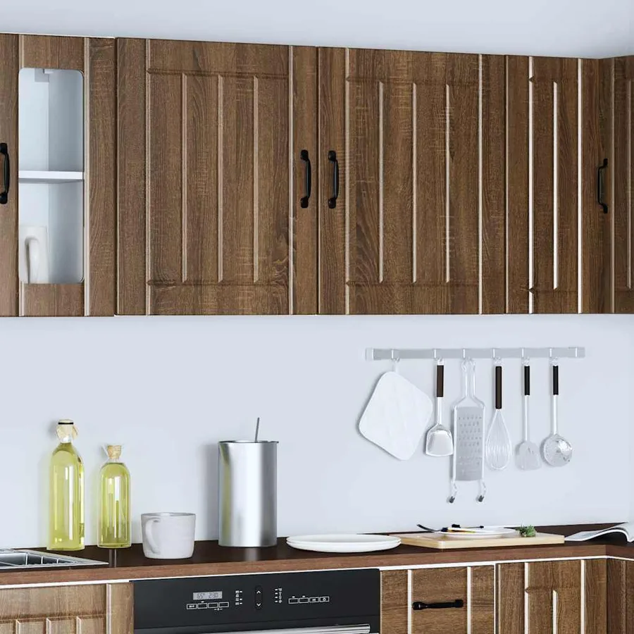Armoires murales de cuisine 2 pcs Lucca en bois d'ingénierie chêne brun - 4