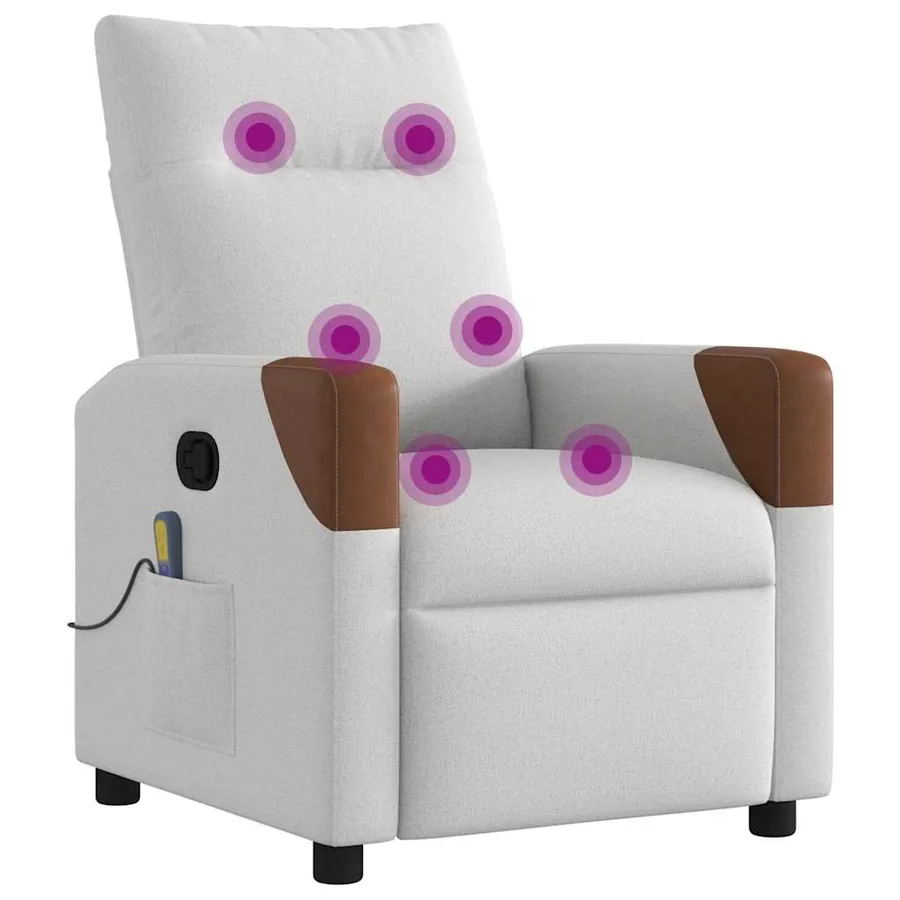 Fauteuil de massage inclinable gris nuage tissu - 7