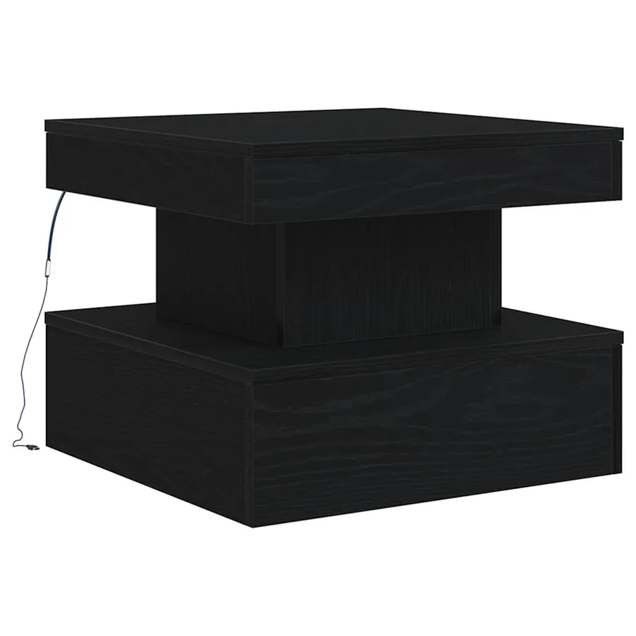 Table basse avec lumières LED chêne noir 50x50x40 cm - 3