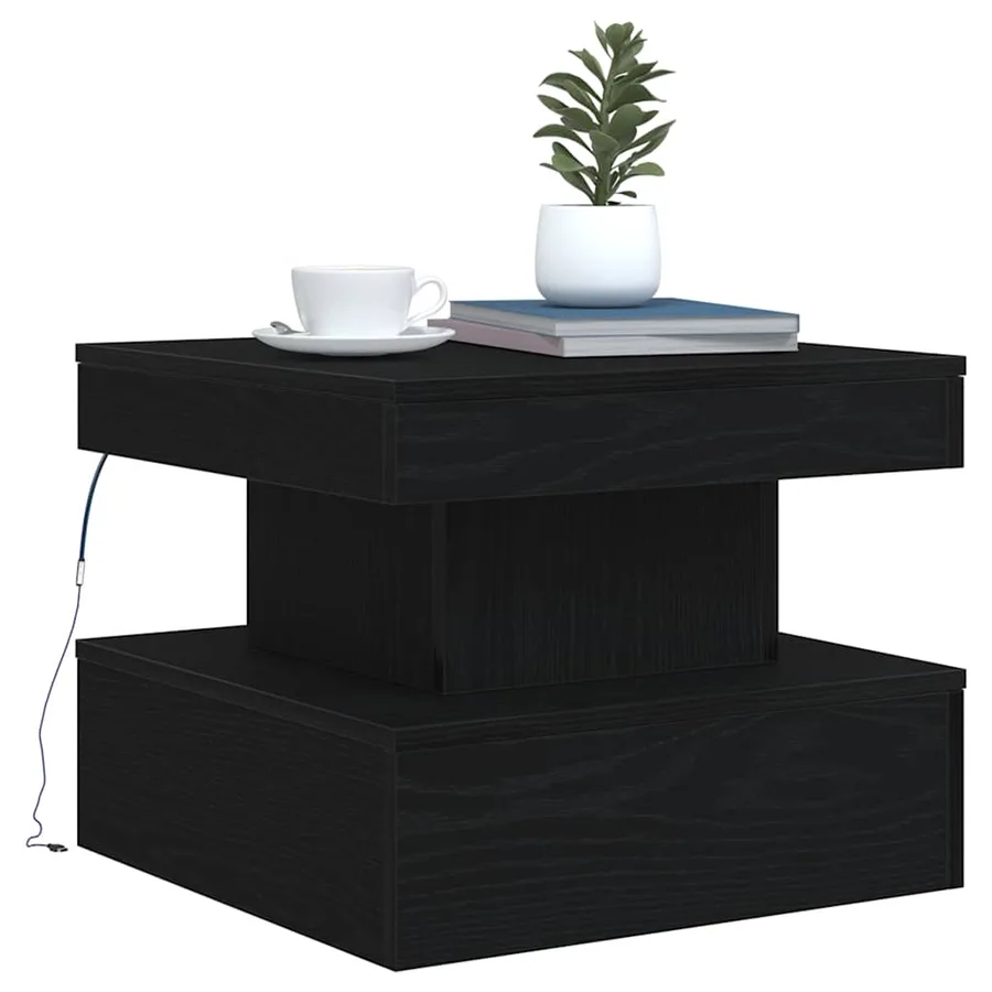 Table basse avec lumières LED chêne noir 50x50x40 cm - 6