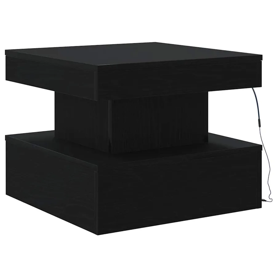 Table basse avec lumières LED chêne noir 50x50x40 cm - 9