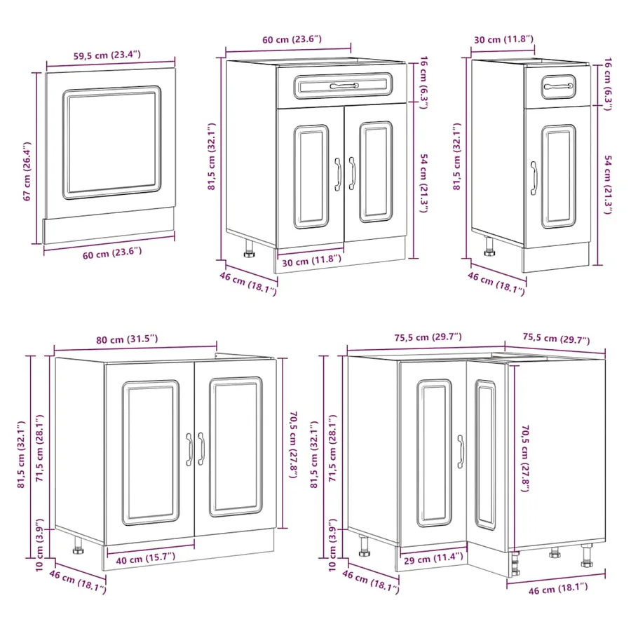 Ensemble d'armoires de cuisine 11 pcs Lucca bois d'ingénierie - 10