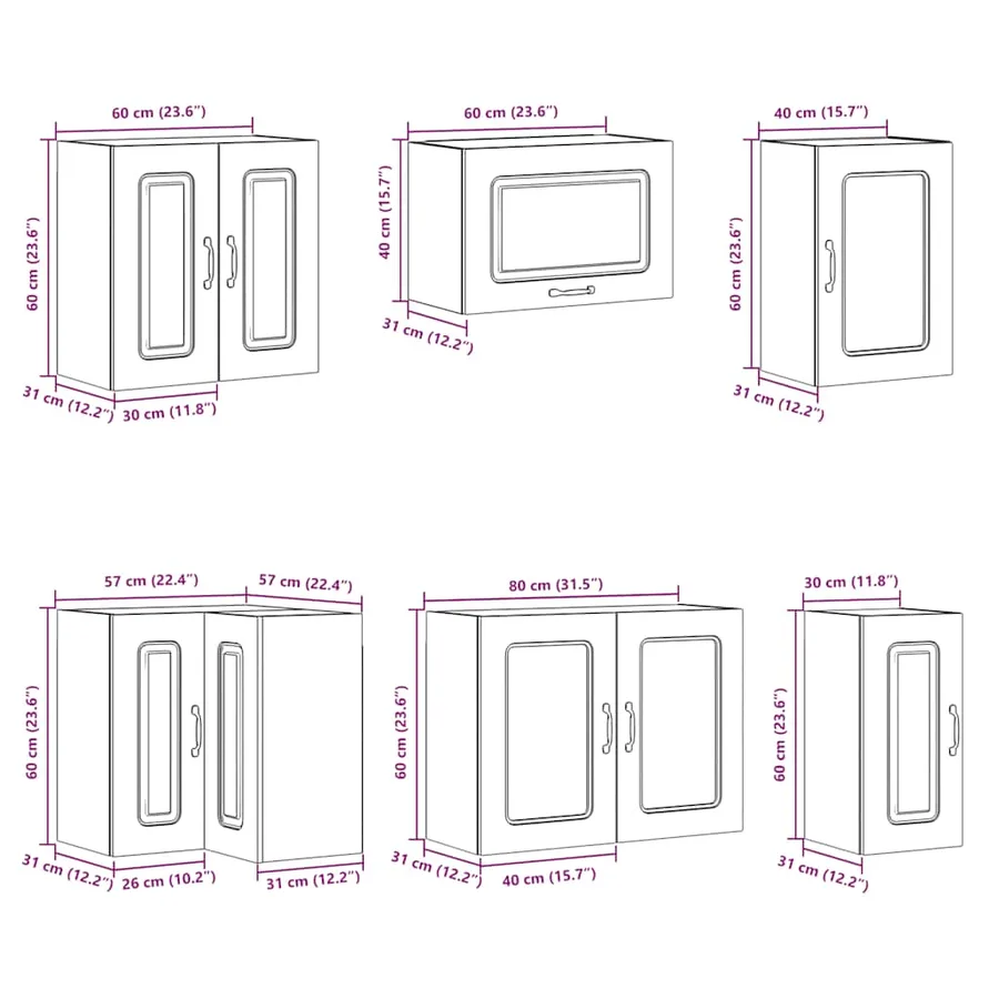 Ensemble d'armoires de cuisine 11 pcs Lucca bois d'ingénierie - 11