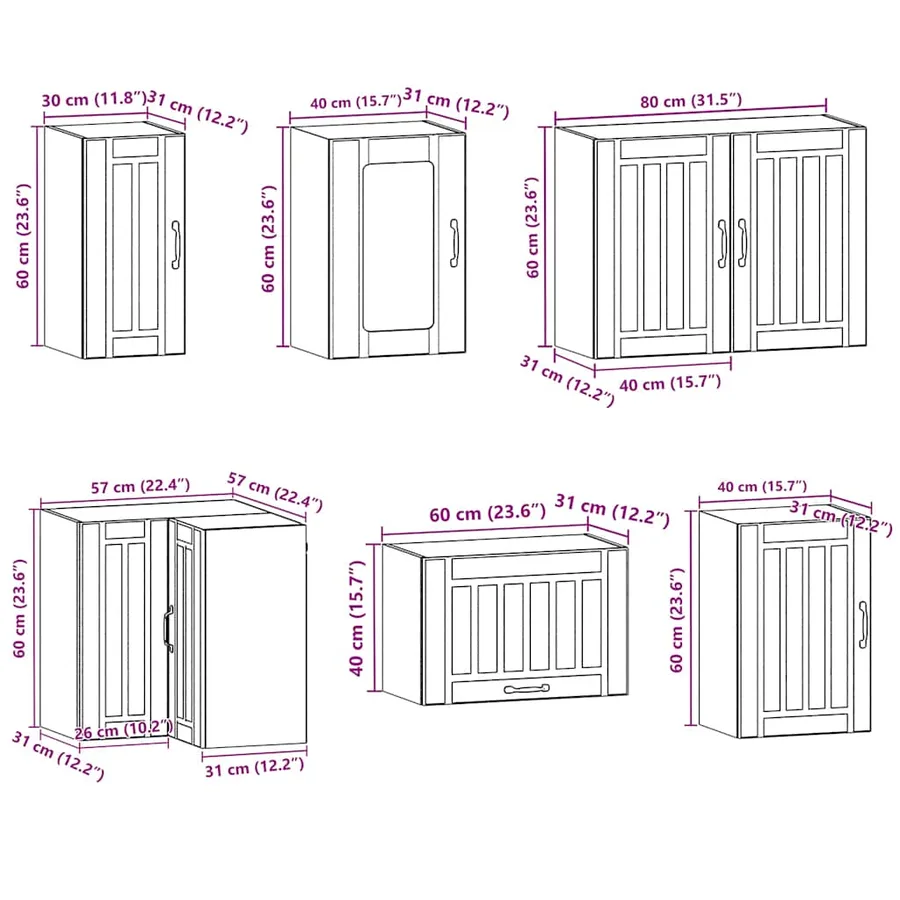 Ensemble d'armoires de cuisine 11 pcs Lucca bois d'ingénierie - 11