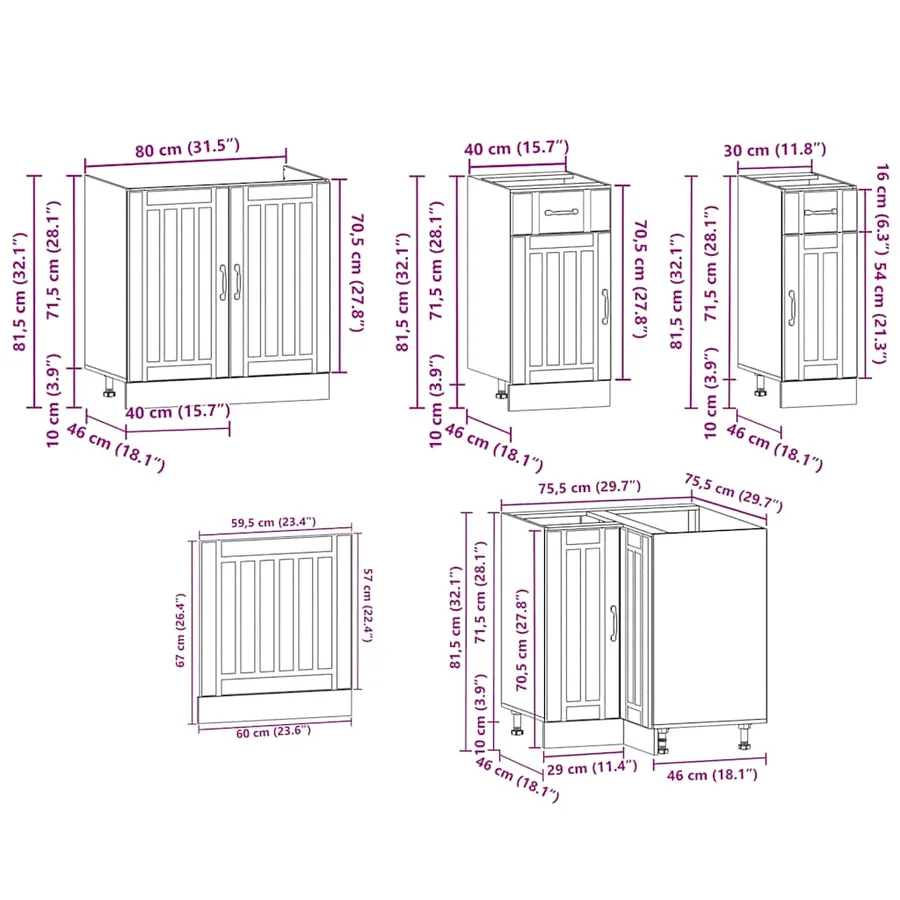 Ensemble d'armoires de cuisine 11 pcs Lucca bois d'ingénierie - 10