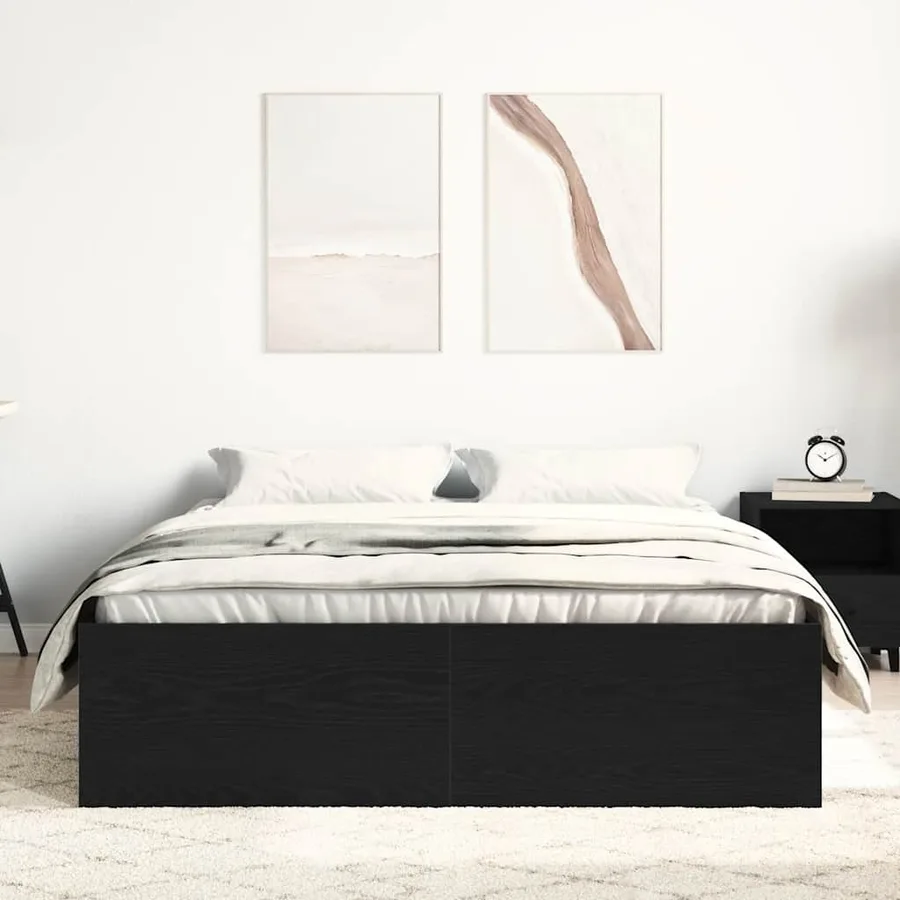 Cadre de lit sans matelas en chêne noir 140x200 cm bois d'ingénierie - 3