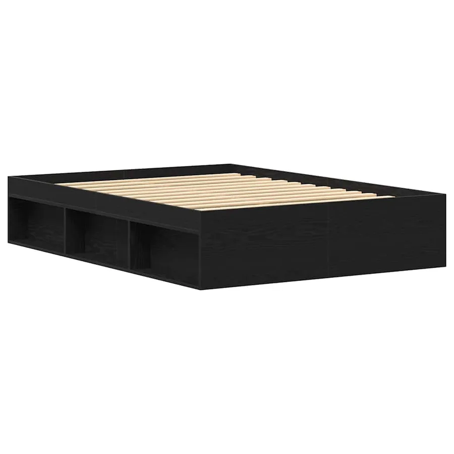 Cadre de lit sans matelas en chêne noir 140x200 cm bois d'ingénierie - 4