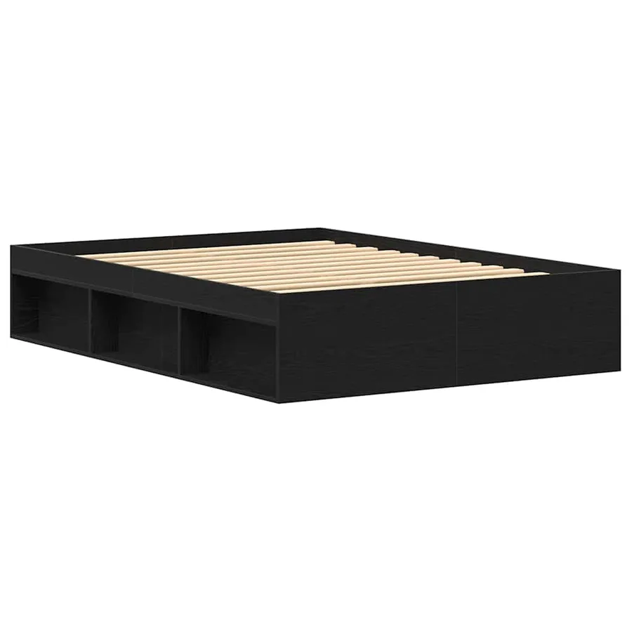 Cadre de lit sans matelas en chêne noir 140x200 cm bois d'ingénierie - 7